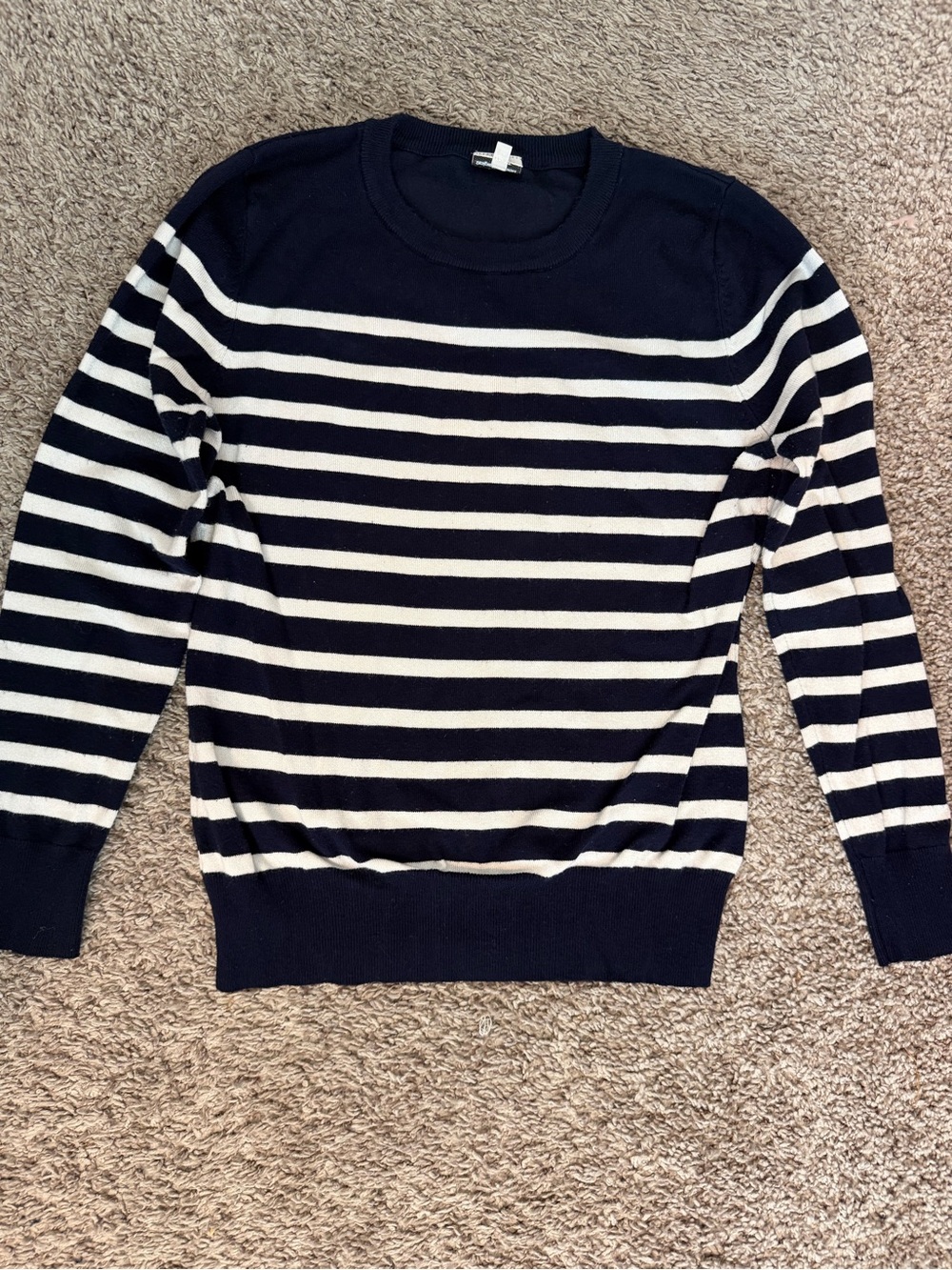 Cielo Navy and White Striped Crewneck Sweater